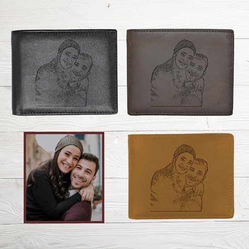 Personalized-Photo-Leather-Wallet-for-Men-Custom-Picture-Engraved-Genuine-Leather-Bifold-RFID-Wallet-Birthday-Anniversary-Christmas-Gift-for-Husband-Boyfriend-Groomsmen-Dad-Light-Brown