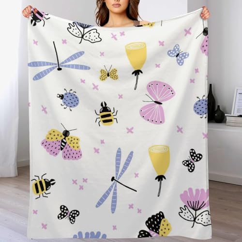 Couverture Décorative Libellule pour Soirées Cocooning sur le Canapé
