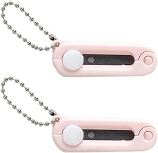 2Pcs Pink Keychain Scissors,Folding Scissors,Safe Portable Travel,Foldable Telescopic Cutter Pocket,Mini Scissor with Keychain for Cutting, Scrapbooking Crafting, Cutting Tools