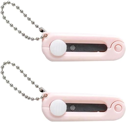 2Pcs Pink Keychain Scissors,Folding Scissors,Safe Portable Travel,Foldable Telescopic Cutter Pocket,Mini Scissor with Keychain for Cutting, Scrapbooking Crafting, Cutting Tools