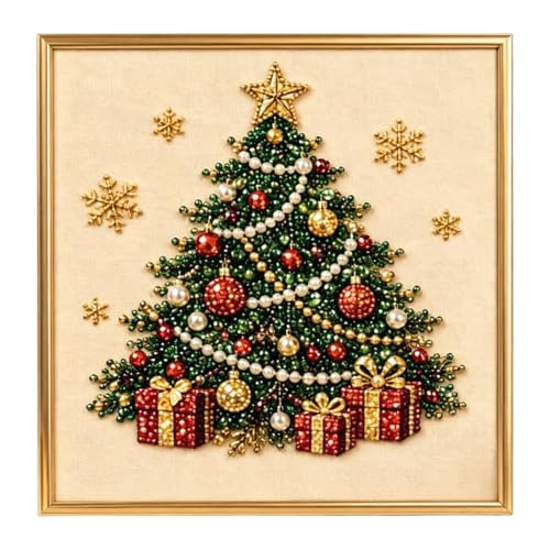 Pearl Rhinestone Painting, Santa Reindeer Art Kit, Peel Stick Decors | Fun DIY Craft Activity Accent, Easy Peel Stick Pearl Rhin