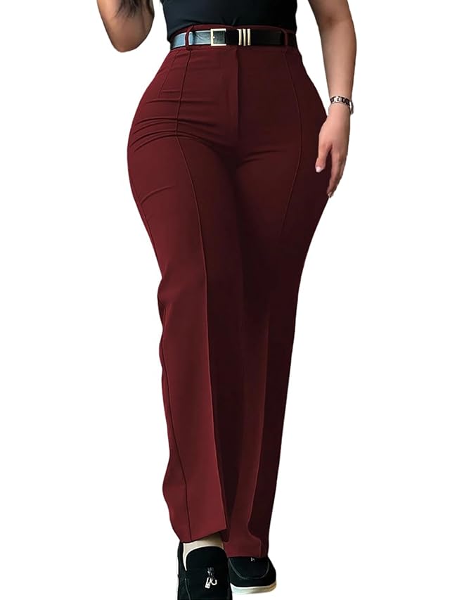 CHICME Work Pants for Women High Waist Straight Leg Work Pants Business Casual Trousers