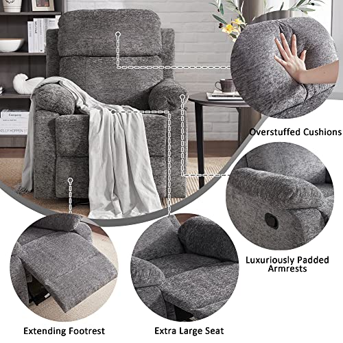 Dreamsir Recliner Chair Breathable Fabric Manual Single Sofa, Soft Living Room Chair Home Theater Lounge Seat, Removable Cushion, 34×32×38 Inch, Limestone #TOP3