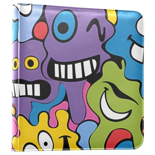 JIPONI Monsters Cartoon Heads Large Photo Album, DIY Leather Cover Scrapbook Albums for 4x6 5x7 6x8 Pictures, Self Adhesive Memory Book for Wedding, Baby, Family