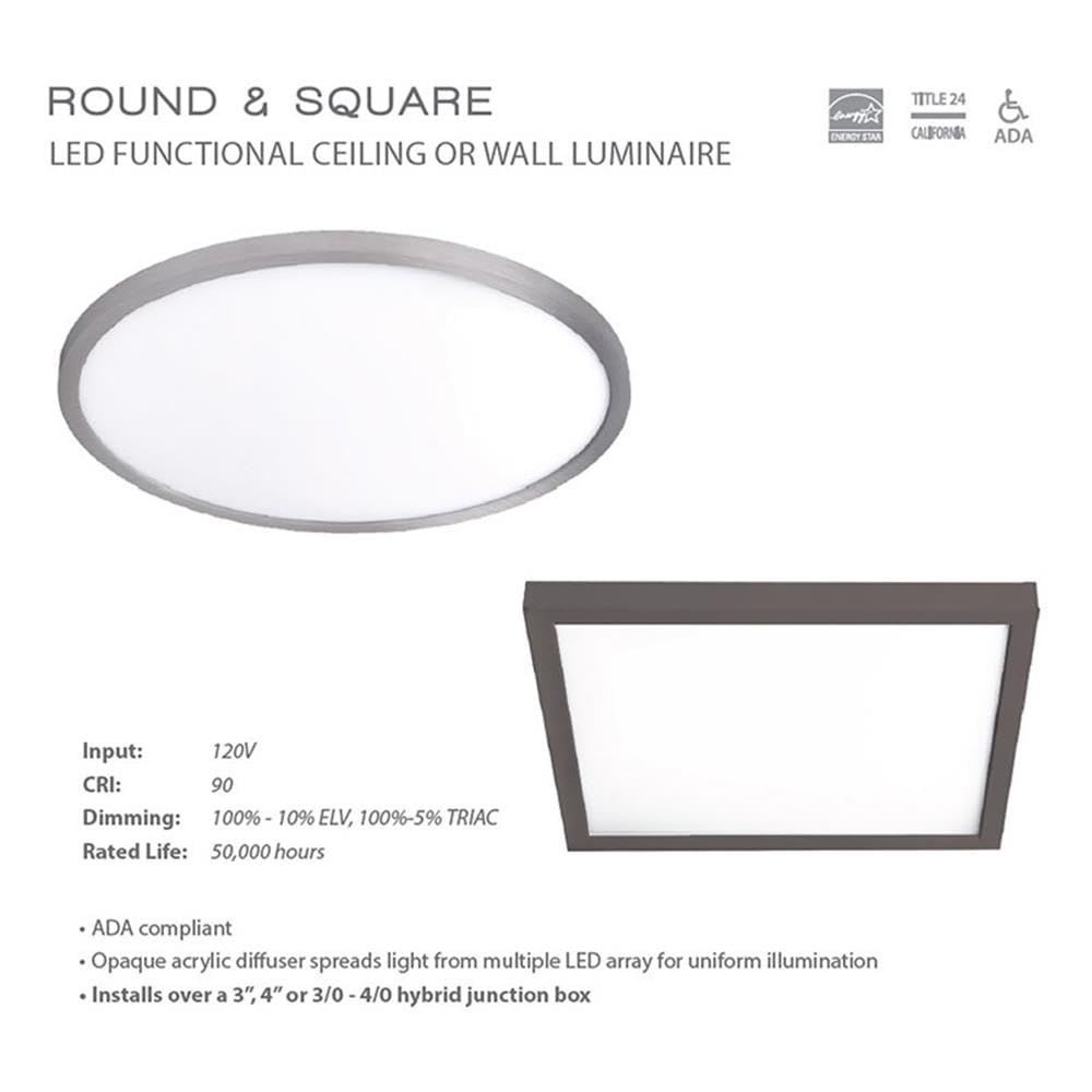 WAC Lighting Round and Square LED Luminaire Features