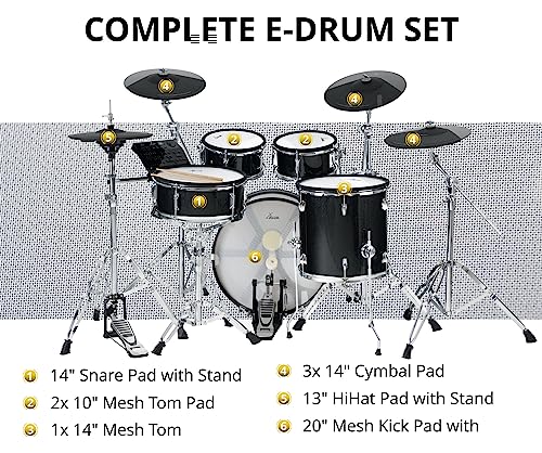 Xdrum DD-670 Batteria Elettronica Mesh Drum Kit Con Vero Hi-Hat E Gusci In Legno - Pad Rullante 14" E Kick Pad Da 20" - 720 Suoni, 20 Kit Preimpostati E 20 Kit Utente - Hardware Incluso - Nero Lucido - 6