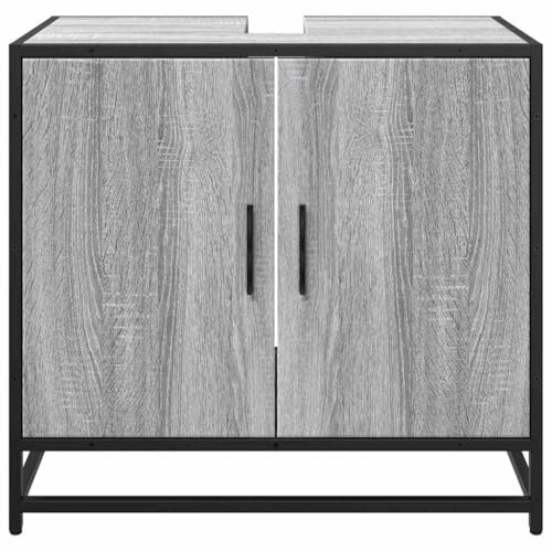 Mueble de baño para lavabo que optimiza el espacio con madera gris 6