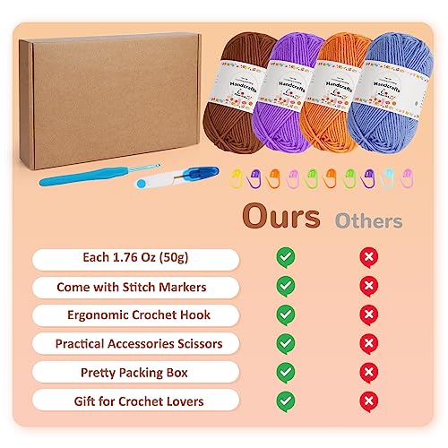image for 480 Yards Soft Acrylic Yarn for Crocheting Knitting Weaving DIY Craft,