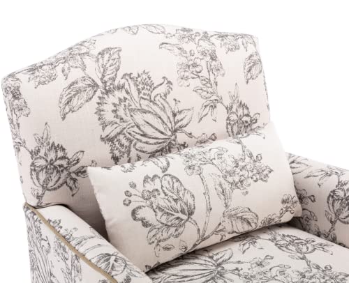 Ealson Mid Century Accent Chair Modern Floral Armchair Wingback Club Chair Upholstered Fabric Single Sofa Lounge Chair With Pillow For Living Room/Bedroom, Beige #TOP6