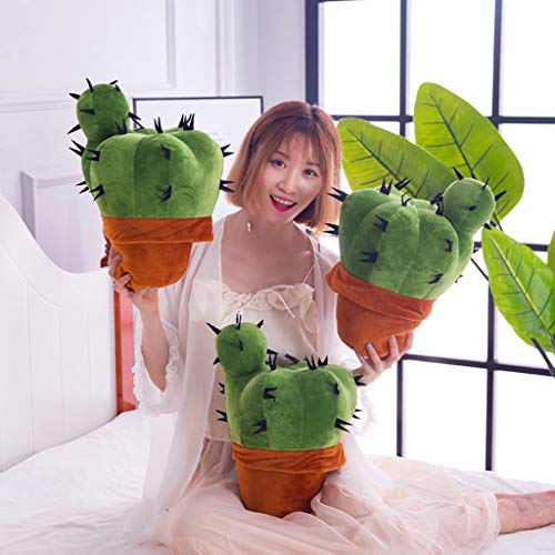 angwang Planta de pelúcia de cacto, brinquedo macio fofinho para carro, almofada de cacto em vaso de