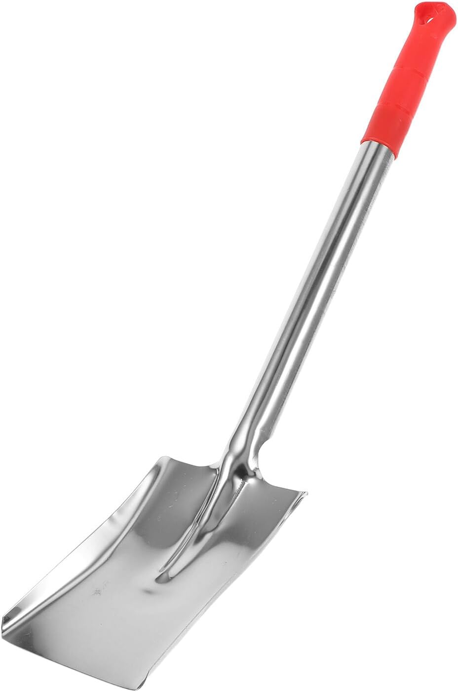 TOYANDONA Ash Shovel for Fireplace and Fire Stove 53cm Stainless Steel with Red Rubber Handle, Multi-Purpose Coal Scoop for BBQ, Garden Soil Digging, and Fire Pit Cleaning