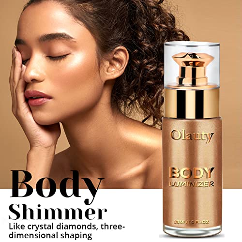 Glitter Body Shimmer Highlighter Makeup Liquid Bronzer Glow Face Body Highlight Contouring Smooth Shimmer Nose Eye Contour Glow Illuminator Glitter Spray For Face & Body Women Cosmetics(#01 Rose Gold) #TOP5
