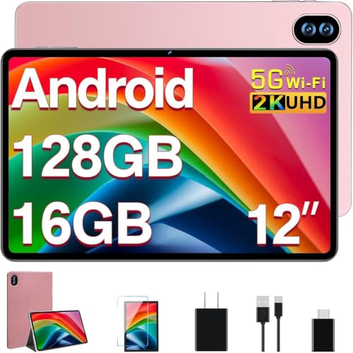 Image of Tablet 12-inch 2K, 16GB RAM + 128GB ROM (1TB TF) Octa-Core | 8000 mAh | 2000 x 1200 Pixels | 5MP + 13MP + 2MP | Bluetooth 5.0 |5G WiFi, Gold Tablet