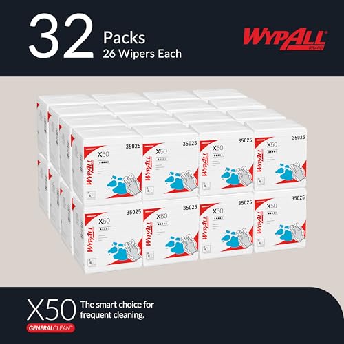 Image of WypAll GeneralClean X50 Cleaning Cloths, 32 Packs x 26 Towels (35025)