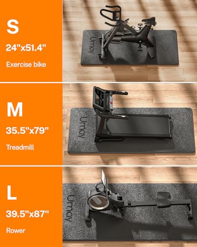 UMAY Fitness Home Gym 5 mm Thicken Exercise Equipment Mat, Treadmill Bike Rower Step Machine Floor Protector Mat, Large