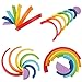 Montessori Wooden Rainbow Toy Colored Arch Bridge Blocks Set Shape Sorting Game Learning Toy Stacker Nesting Assembly Puzzle Piece