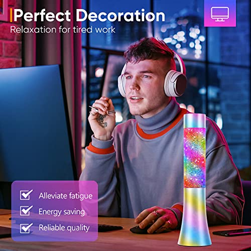 Lava Lamp,Rainbow Glitter With Automatic Color Changing,Desk Lamp With Clear Liquid,Usb Powered Night Light For Home Decoration,Gifts For Kids Teens Adults #TOP4