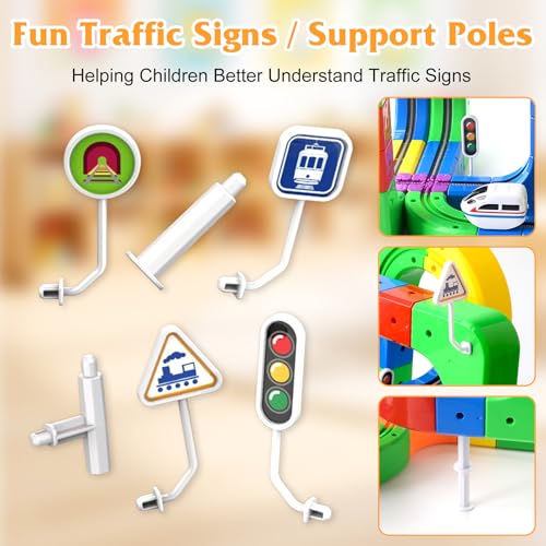 123PCS Electric Train Set, Elektrisches Magisches Schienen-WüRfelzug-Set,Cube Track Block mit Schwerkraft Defying 3D-Layouts,DIY Magnetische Zugstrecken-Set, Ostergeschenk für Jungen&Mädchen