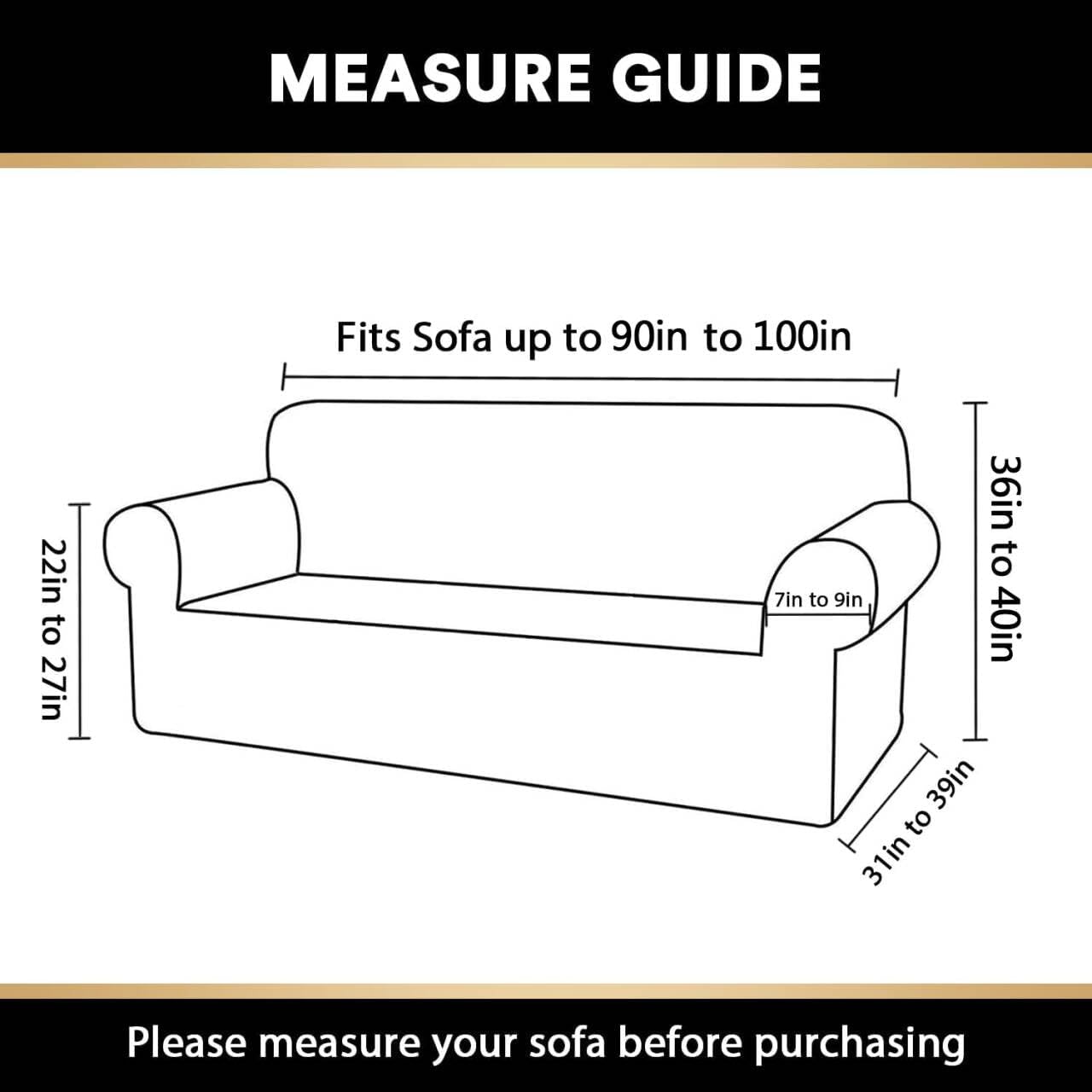 PrinceDeco Stretch Sofa Cover Slipcover Couch Covers for 3 Cushion Couch Furniture Protector Sofa Covers with Non Slip Elastic Bottom Dogs Pet Friendly Fitted(Large Sofa 90"-100",Island Fossi)
