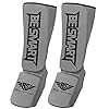 Be Smart Kids, Adults, Youth, Men and Women Muay Thai MMA Kickboxing Shin Guards, Instep Guard Training, Sparring Protective Gear Equipment Shin Kick Pads (Gray Black, XXS (9 to 13 Years))