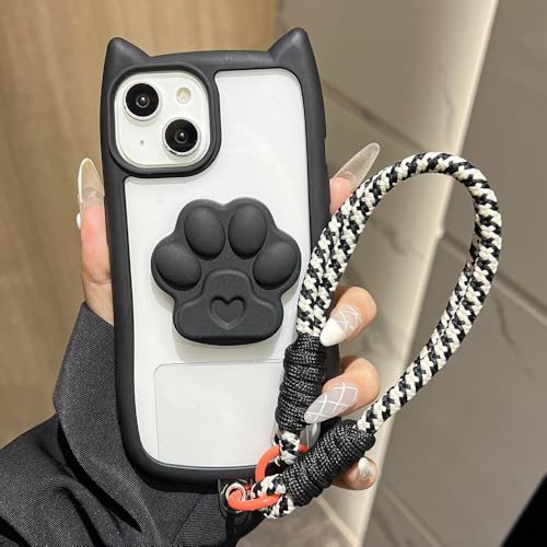Coque transparente 3D anti-chute pour iPhone 14 Plus avec dragonne