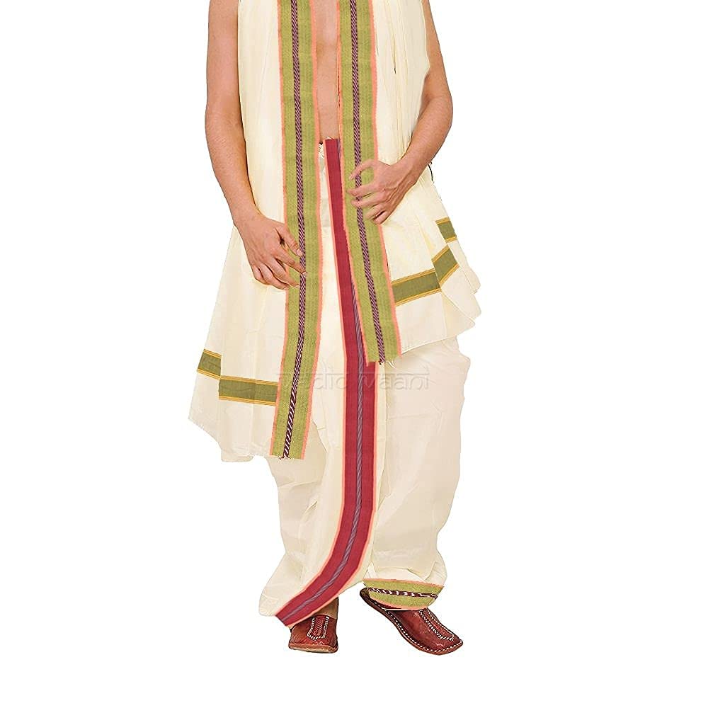 VEDIC VAANI Men’s Traditional Ethnic Wear 100% Pure Rich Cotton Dhoti + Shawl Cream Color (One Piece) VEDIC VAANI Men’s Traditional Ethnic Wear 100% Pure Rich Cotton Dhoti + Shawl Cream Color (One Piece)
