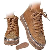Bottes à strass pour femme : profitez d'un confort exceptionnel avec la plateforme épaisse de soutien. La semelle extérieure en caoutchouc durable offre une traction et une stabilité robustes, ce qui rend ces bottes scintillantes idéales pour une utilisation tout au long de la journée et la marche
