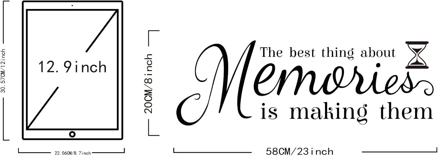 SUPERDANT The Best Thing About Memories Wall Stickers Family Lettering Wall Decals Inspirational Saying Decal Family Wall Stickers for Living Bedroom Home Decorations Black 54x18cm - Image 3