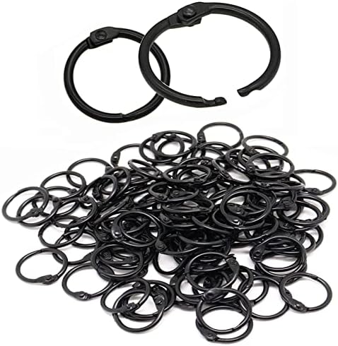 BENLIUDH Binder Rings, 100 Pack Book Rings Metal Rings 2/3 Inch Ring Clips - Assorted Sizes Book Binder Rings for Book Binder Key Rings Office and School (Black,2/3inch)