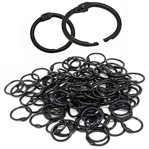 BENLIUDH 100 Pack Binder Rings Book Rings Metal Ring Clips for Index Cards Book Binder Key Office and School (Black, 1/2 Inch)