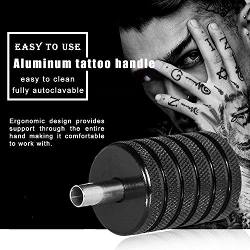 Videopup Tattoo Machine Grips Aluminum Back Stem Tattoo Tubes-Black 3Pcs #TOP4