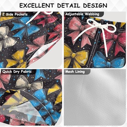 Pigsaly Boys Swim Trunks Vintage 80s 90s Colorful Bow Boys Board Shorts Swimsuit Swimwear Summer Bathing Suit S3