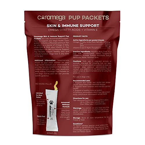 Coromega Omega3 Condition Pup Packets Fish Oil For Dogs With Omega 3 Fatty Acids Epa And Dha And Vitamin E Dog Supplement Skin And Immune Support Single Serve Packets, 30 Count #TOP1