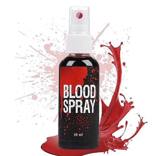Fake Blood Set 60ml Fake Blood Spray and 60ml Dripping Blood and 40ml Coagulated Gel Blood Halloween Washable Fake Blood Makeup for Clothes Zombie Vampire Cosplay & Dress Up (Spray)