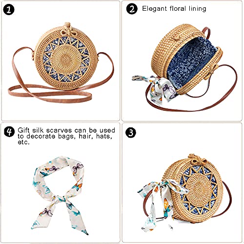 Rattan Bags for Women Straw Bag Handmade Wicker Woven Round Summer Beach Bags4