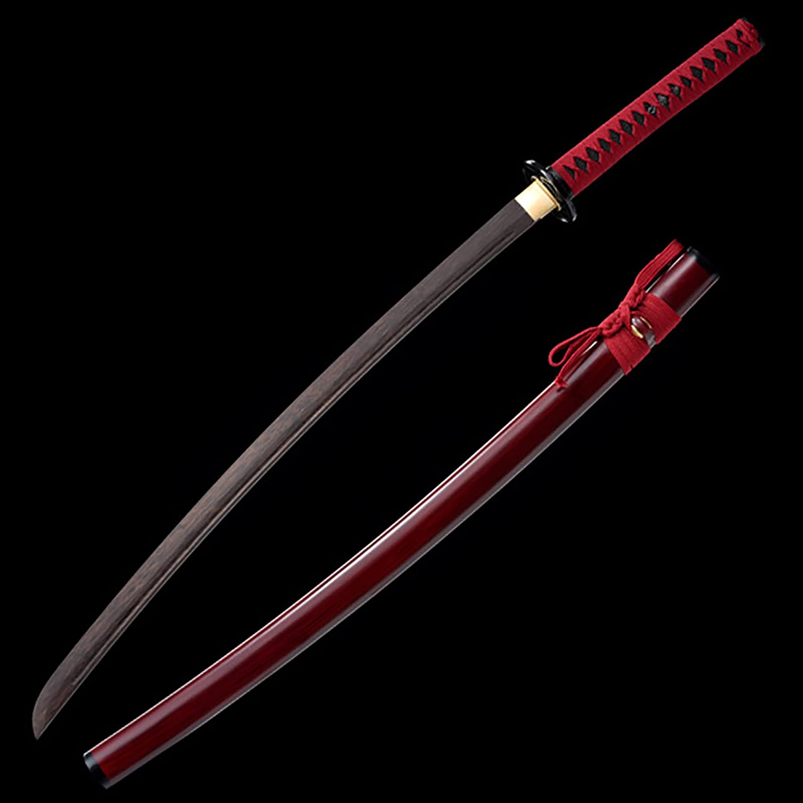 Natürliches Palisander-Katana, handgefertigtes Holz-Samurai-Schwert mit Scheide, 103 cm Bokken für Display, Cosplay-Kollektion und Kendo-Training-I