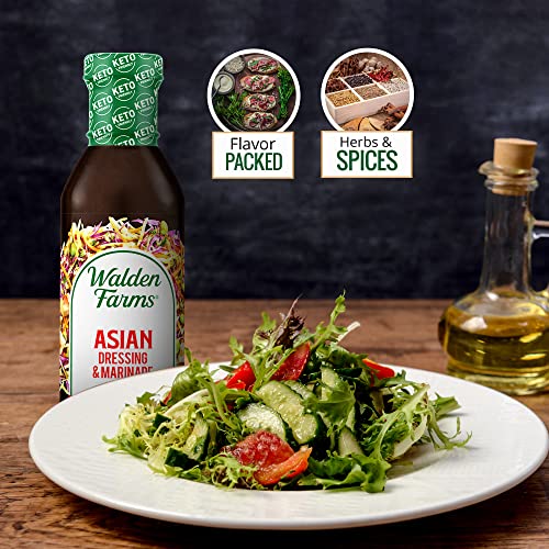Walden Farms Asian Zero Calorie Dressing & Marinade 12 Oz Bottle - Fresh And Delicious, 0G Net Carbs Condiment, Kosher Certified - So Tasty On Salads, Sandwiches, Chicken, Asian Tapas And More #TOP4