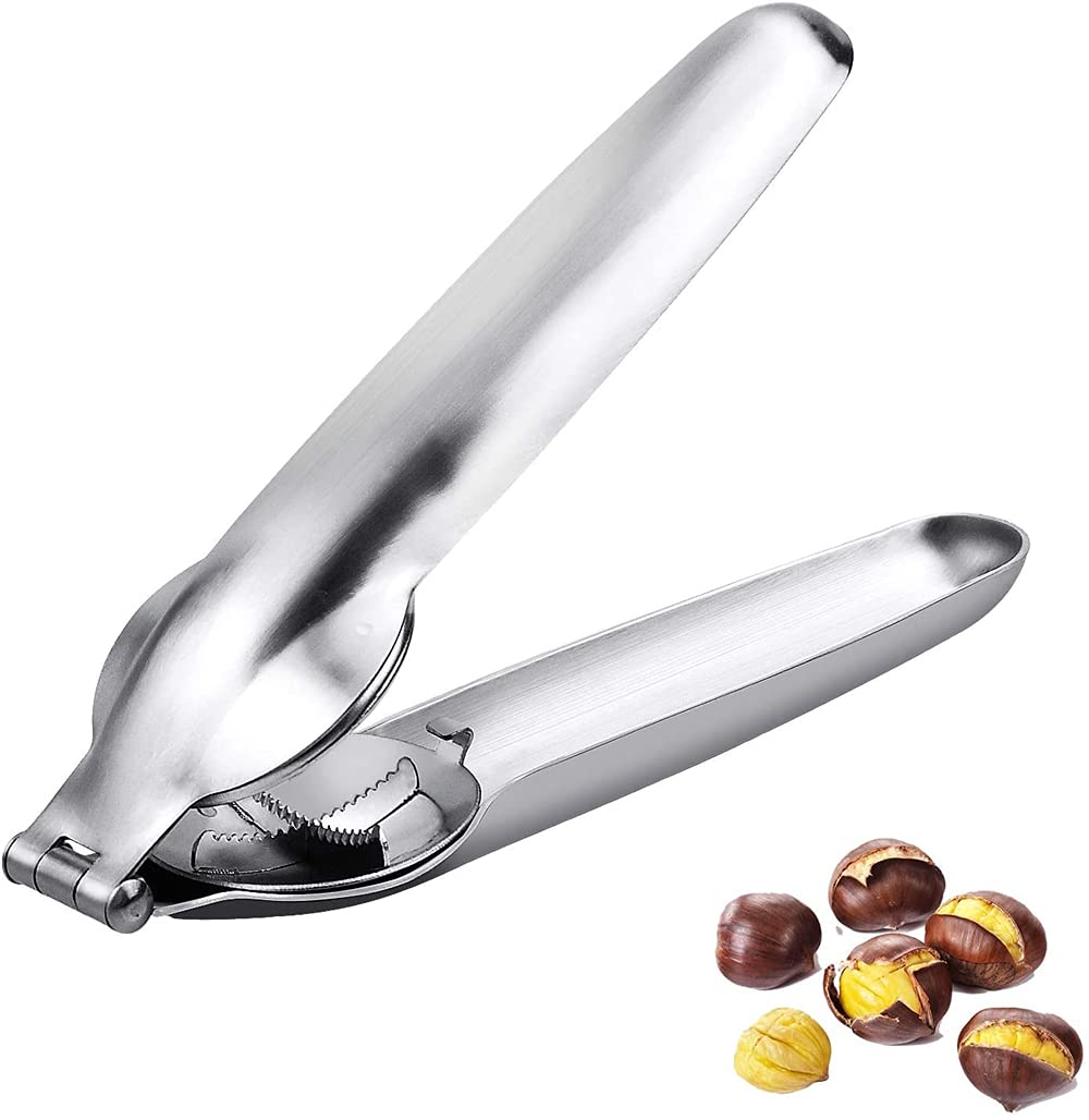 DELFINO Nutcracker Chestnut Clip, Nut Cracker Sheller Walnut Pliers, 304 Stainless Steel Chestnut Opener, Multifunctional Kitchen Tools for Dried Fruit