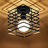 Phenas Matte Black Ceiling Light Retro Flush Mount Ceiling Lamp Industrial Close to Ceiling Light Fi