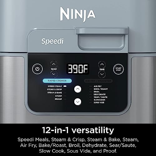 Ninja-SF301-Speedi-Rapid-Cooker-Air-Fryer-6-Quart-Capacity-12-in-1-Functions-to-Steam-Bake-Roast-Sear-Saute-Slow-Cook-Sous-Vide-More-15-Minute-Speedi-Meals-All-In-One-Pot-Sea-Salt-Gray