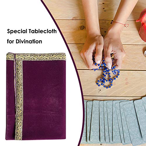 Toalha de mesa de pano de cartão de tarô de altar, pano de mesa roxo de veludo grosso para cartão or