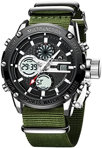 MEGALITH Mens Watches Men Digital Analogue Sports Military LED Big Face Designer Waterproof Black Wrist Watch Multifunction Digital Stopwatch Alarm Calendar Casual Watches for Man