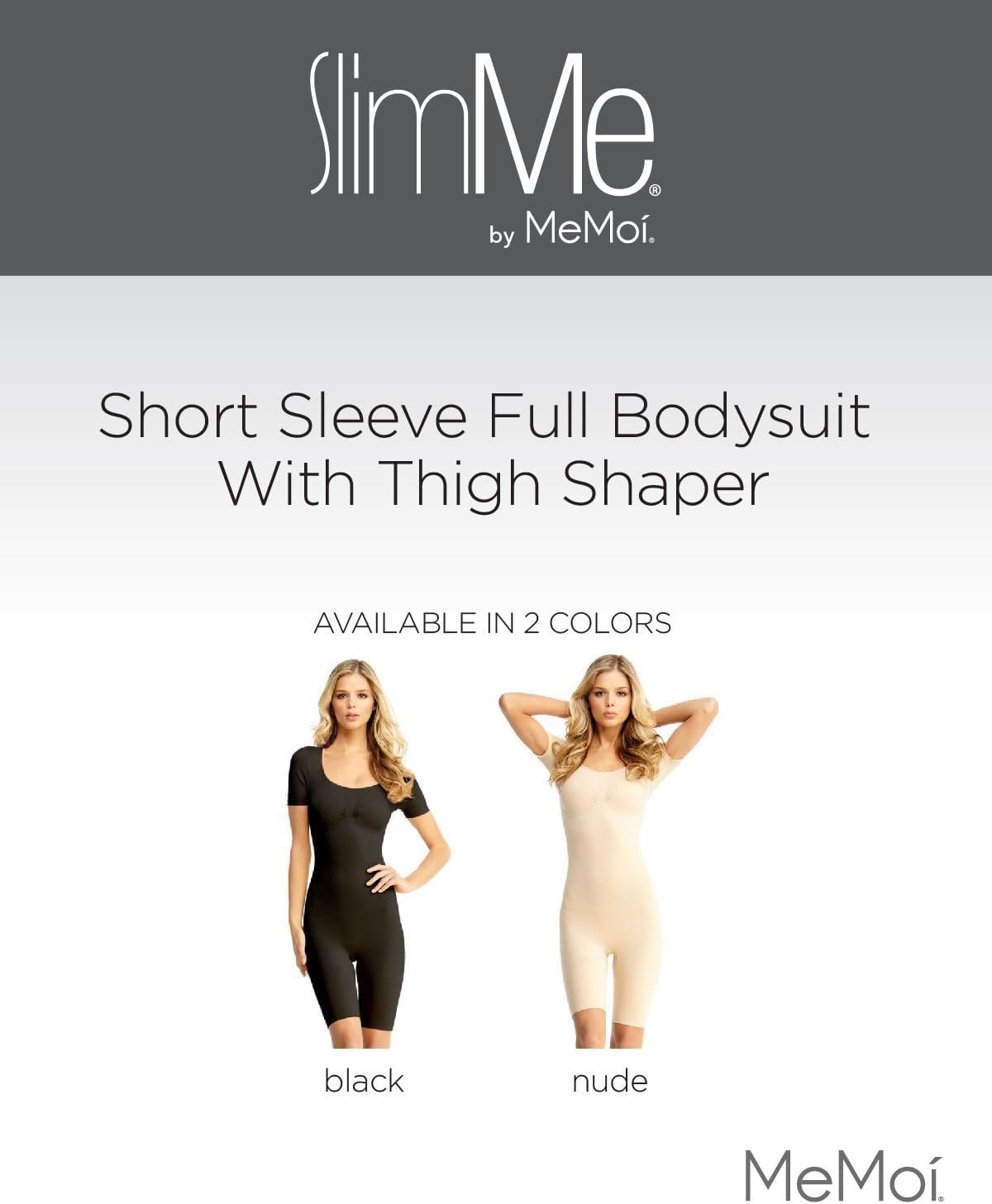 SlimMe Women's Short Sleeve Bodysuit with Thigh Shaper