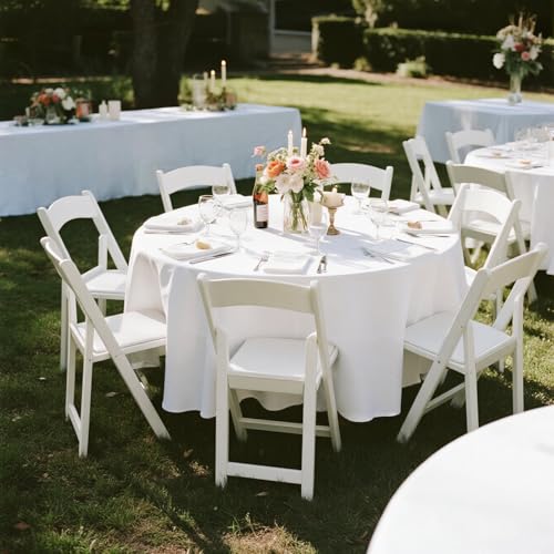 Kachanaa 2 Pack White Round Polyester Tablecloth 90 Inch Washable for Round Tables, Stain and Wrinkle Resistant Cover for Kitchen Dining, Wedding, Party, Banquet, Buffet by Kachanaa - Used condition - Image 2
