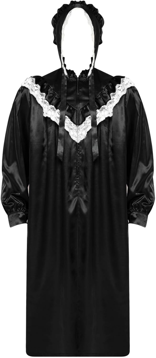 Men's Casual Pajama Sets Victorian Nightgown for Men Nightshirt with Sleeping Cap Victorian Nightgown