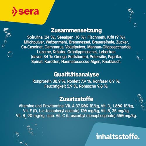 sera Spirulina Tabs Nature 24 Tabs (15 g) - Hafttabletten mit 24 % Spirulina für eine gesunde Verdauung und Vitalität, Futtertabletten Aquarium