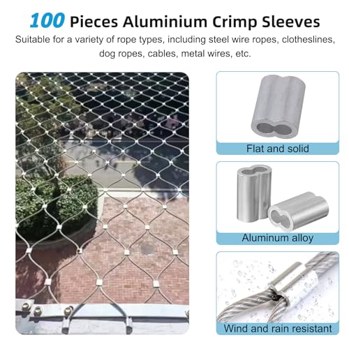 Forbabe 100 Stück Quetschhülsen 3mm Aluminiumhülsen Doppelhülsen Würgeklemmen Alu Klemme Seilklemmen 3mm (3MM)