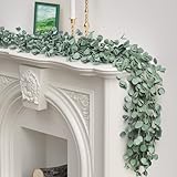Eucalyptus Garland for Mantle, 6Ft Artificial Spring Garland for Table Centerpiece All Year Round Home Decor,Faux Greenery Garland for Indoor Outdoor Farmhouse Wedding Staircase Floral Decor.