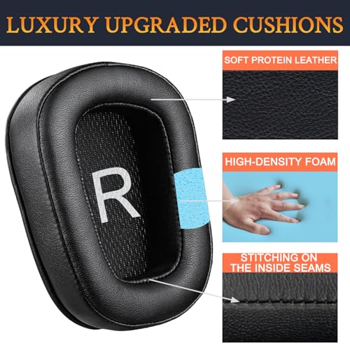 Image of SOULWIT Earpads for Logitech G935 /G933 /G930 /G432 /G35 - Black | for G35 /G930 /G933 /G935 /G633 /G635 /G533 /G430 /G431 /G432 /G433 /G332 /G230 /G231 /G233 Headphones