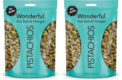 Image of Wonderful Pistachios No Shells, Sea Salt & Vinegar Flavored Nuts, 11 Ounce Resealable Bag, Protein Snacks, Gluten Free, Salty Snacks (Pack of 2)